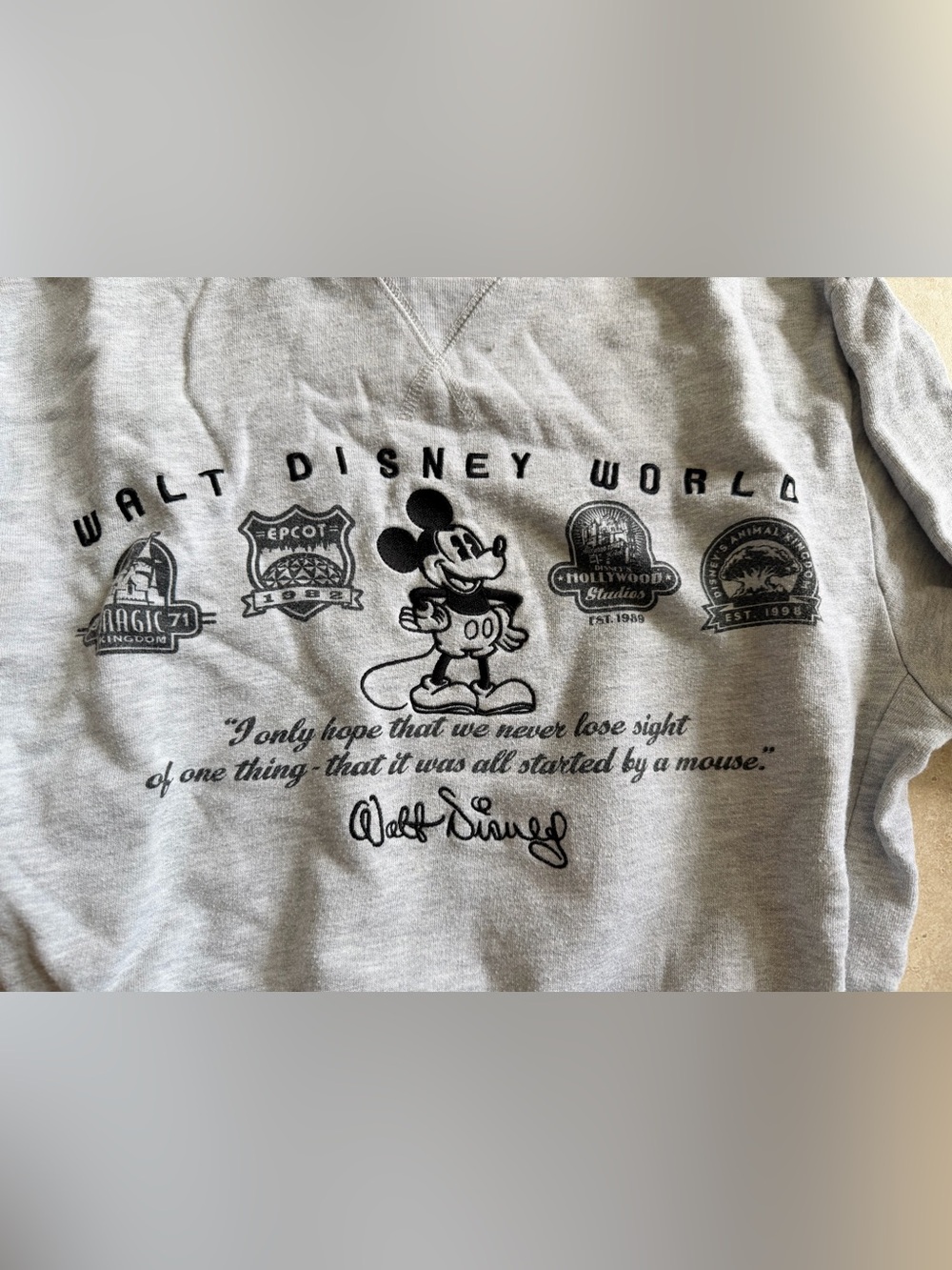 Authentic Disney Parks Walt Disney World Mickey Crewneck Sweatshirt - Gray S